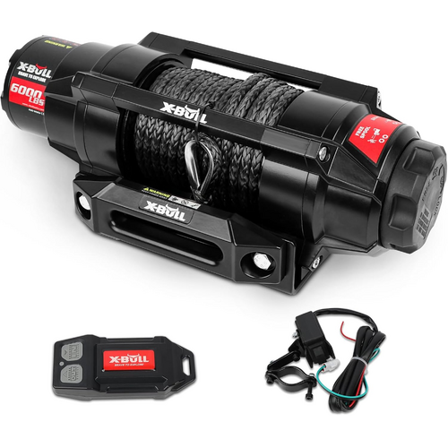 X-BULL 6000lbs Electric Winch 12V Synthetic Rope Towing Trailer ATV UTV BOAT Upgraded version