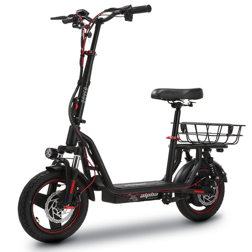 ALPHA Rover Electric Scooter with Seat, 500W 48V 25km/h 30km Range, 14-inch Tyres, Motorised Commuter eScooter for Adults, Black