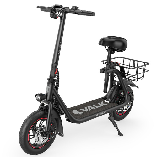VALK Electric Scooter with Seat, Disc brakes, 12" Tyres, Motorised eScooter for Adults Teens Commuter