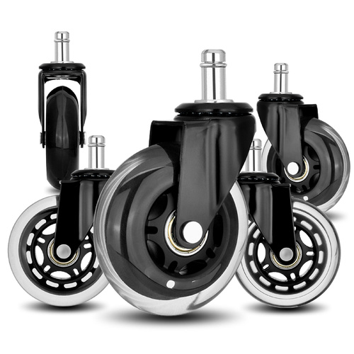 5X 3'' Rollerblade Style Wheels Office Chair Casters - Slient Smooth, 11x22mm Stem