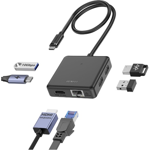 BENFEI 399BK 6-in-1 USB-C HUB to HDMI(8K)+USB3.2(10Gbps)+USB2.0x2+PD100W+RJ45 Black