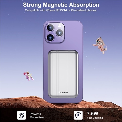 B655-SL 5000mAh Magnetic Wireless Power Bank 10W (Silver)