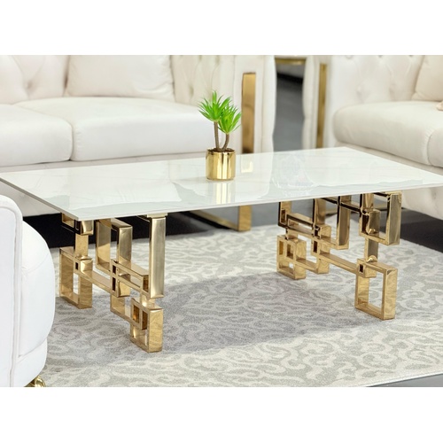 Royale Silver Coffee Table - White Marble
