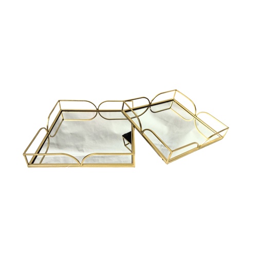 Willow Square Tray - Set of 2 - Gold