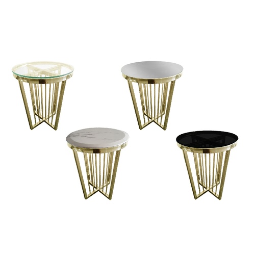 Salina Side Table 45cm Gold Base - Black Glass