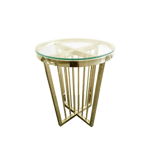 Salina Side Table 45cm Gold Base - Clear Glass