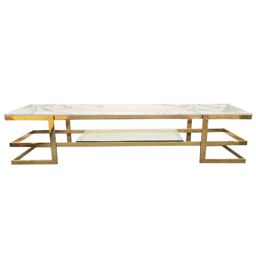 Alexa  Gold TV Unit - White Marble