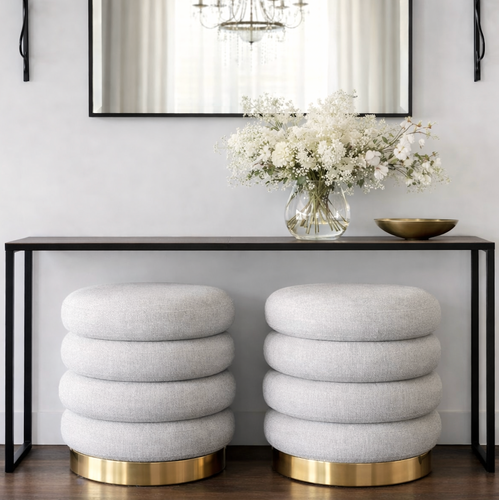 Interior Ave - Roma Round Milan Ottoman / Footstool – Off White