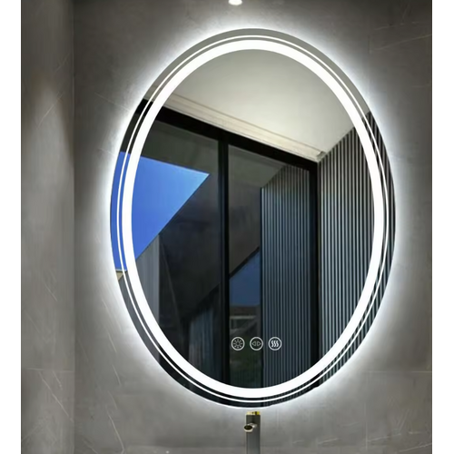 Interior Ave - LED Oval Frameless Salon / Bathroom Wall Mirror - 50 x 70cm