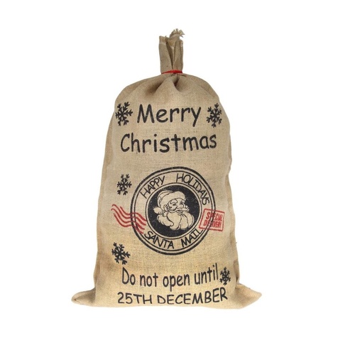 50x70cm Canvas Hessian Christmas Santa Sack Xmas Stocking Reindeer Kids Gift Bag, 50x80cm Hessian - Merry Christmas