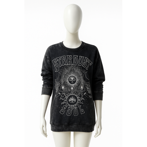 Mineral Wash Graphic Sweatshirt Black M
