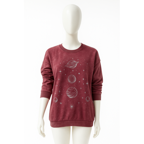 Mineral Wash Graphic Sweatshirt Burgundy XL