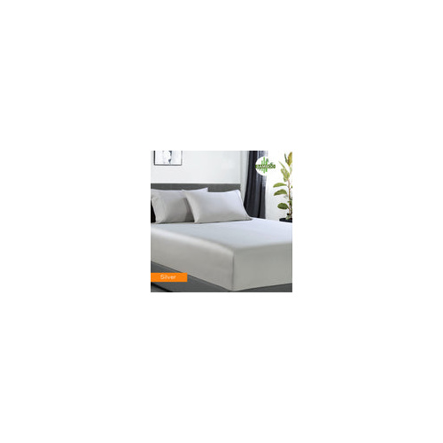 400 thread count bamboo cotton 1 fitted sheet with 2 pillowcases king single silver