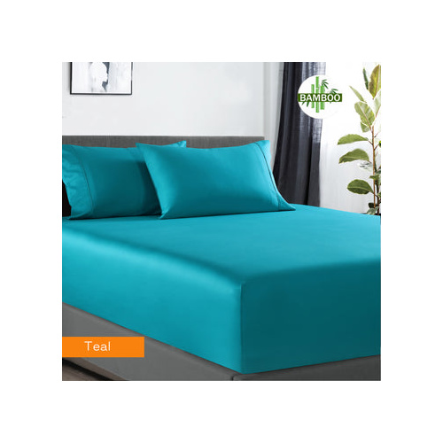 400 thread count bamboo cotton 1 fitted sheet with 2 pillowcases mega king teal