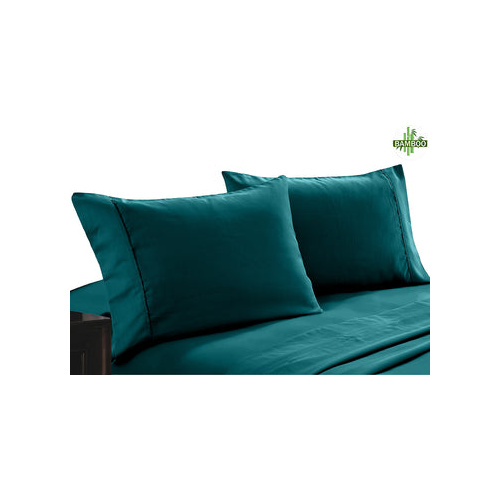 400 thread count bamboo cotton twin pack pillowcase teal