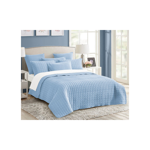 7 piece vintage stone wash comforter set queen blue