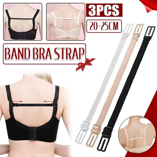 3Pcs Lady Nonslip Elastic Adjustable Band Bra Strap Holder Strap Racer Back Clip - Beige