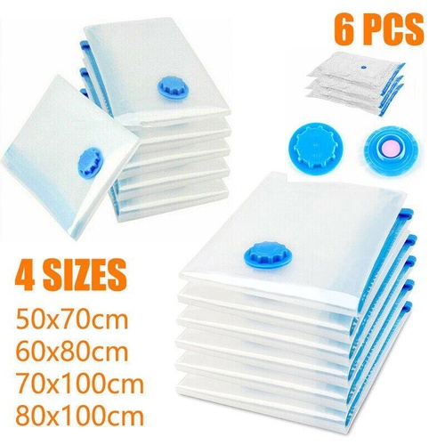 6PCS Vacuum Storage Bags Clothes Space Saver Organiser Seal Bags 4 Sizes - 70x100CM-6PCS