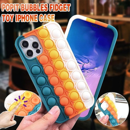 Blue-White Pop Fidget Toys Push It Bubble Phone Case For Iphone - iPhone 13Pro