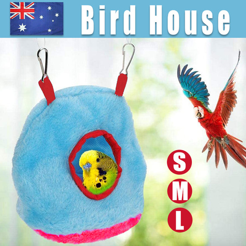 Plush Hanging Bird Nest Bed Cage Hammock for Parrots and Small Birds - L