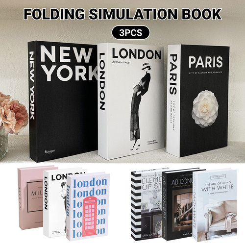 3 PCS Modern Decorative Books Set Foldable Fake Books for Display City Theme - B