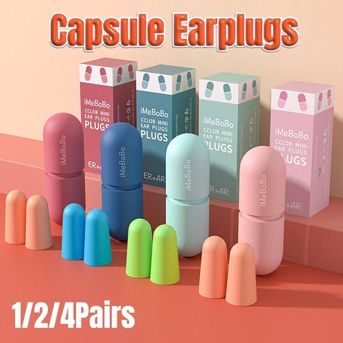 1/2/4 Pairs Soundproof Capsule Earplugs Noise Reduction Ear Plugs for Sleeping - 4pairs-Pink