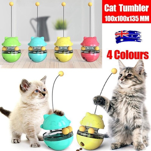 Cat Treat Dispenser Toy Ball Kitten Selfplay Interactive Tumbler Multifunction - Yellow