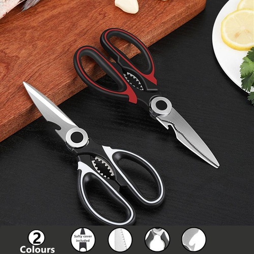 Heavy Duty Kitchen Scissors Multi Purpose Stainless Steel Chicken Bone Cutter - Red