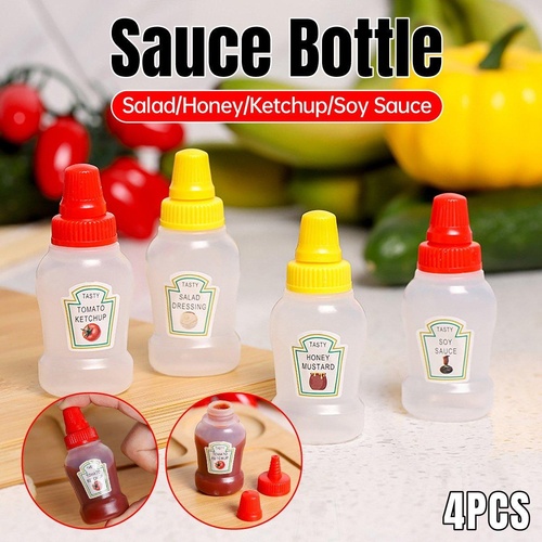 4pcs Mini Portable Sauce Box Condiment Dispensers for Picnic and Outdoor Use - Salad dressing