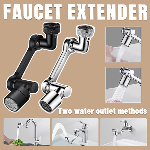 Multifunction Mechanical Arm Faucet Extender Rotatable Sink Tap Adapter Joint - Black