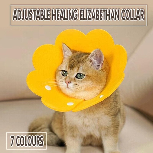 Pet Dog Cat Adjustable Soft Healing Elizabethan Collar Cone Medical Protective - Yellow