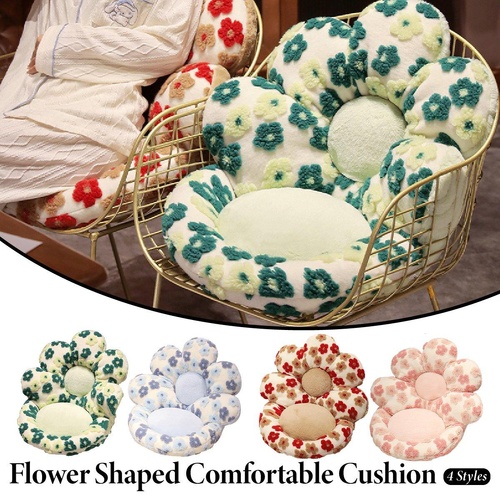 Cute Soft Seat Cushion Flower Shaped Lazy Sofa Pad for Office Chairs and Home Use - Green