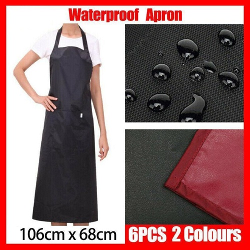 Heavy Duty PVC Waterproof Apron for Kitchen Butcher Cleaning 6pcs 106x68cm - Red