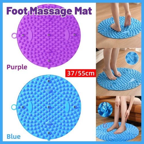 37/55cm Soft Silicone Circular Foot Mat with Textured Surface - Purple-55cm