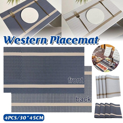 4X Anti-Slip Woven Placemat Waterproof Oil-proof Placemat Heat Resistant PVC Mat - Beige