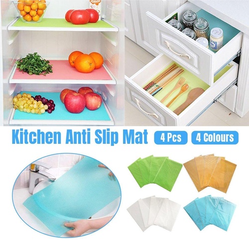 4PCS Cuttable Kitchen Anti-slip Mat Anti-fouling Refrigerator Drawer Liner Mat - White