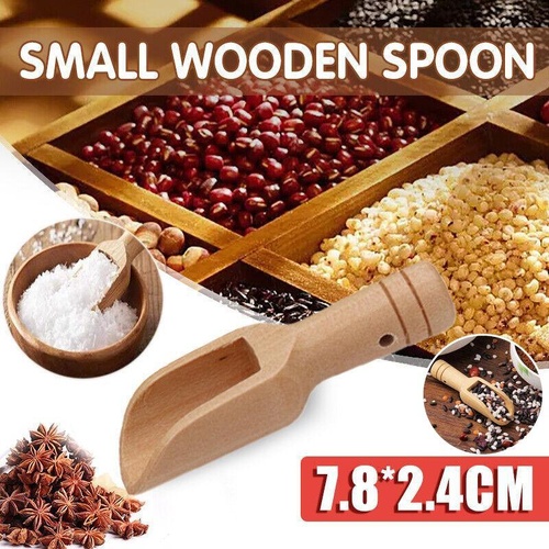 Mini Wooden Scoop Small Kitchen Spoon for Salt Sugar Coffee Spice Tea - 10PCS