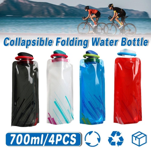4PCS Portable 700ML Folding Water Storage Bag PE for Riding Sports Hiking Kettle