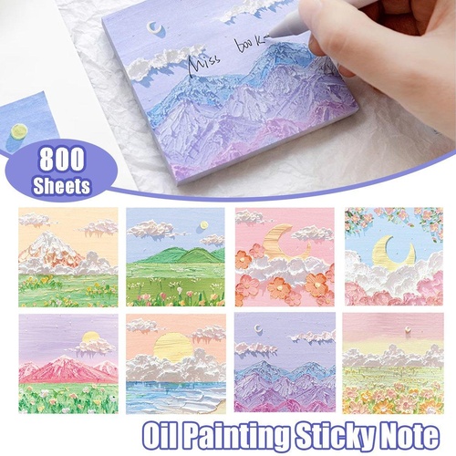 800 Sheets Colorful Oil Painting Sticky Notes Memo Pads Self-Adhesive Notes - 7#
