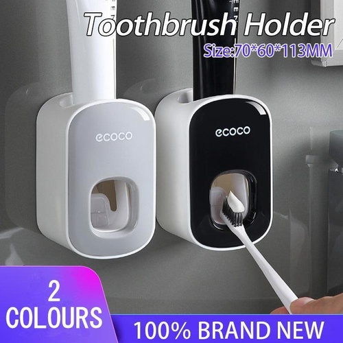 Ecoco Wall Mount Auto Ands Free Toothpaste Dispenser Automatic Toothpaste Squeez - Grey