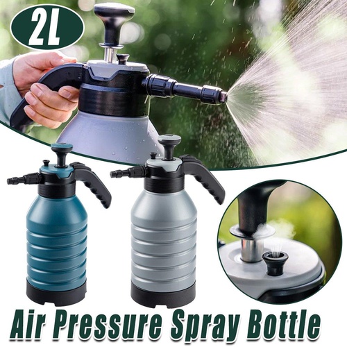 Pressure Pump Spray Bottle 2L Easy Pump Adjustable Nozzle Garden Watering Flower - Grey