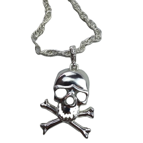 SKULL NECKLACE Pendant Silver Chain Punk Vintage Fashion Gothic Jewelry Retro