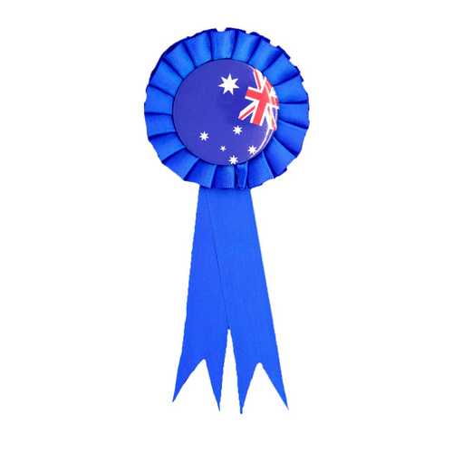 AUSTRALIA FLAG Clip On Ribbon Badge Award Blue Australia Day Tennis Cricket