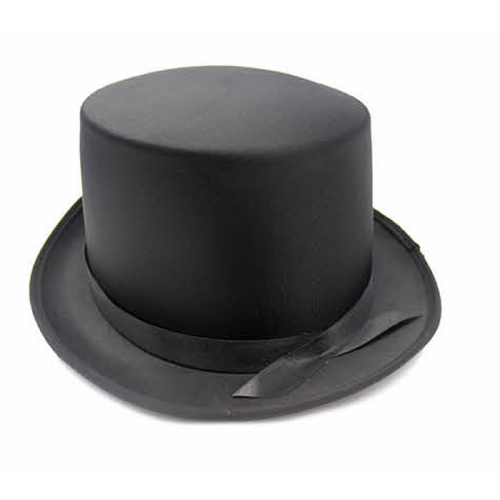 SATIN TOP HAT Costume Party Cap Fancy Dress Trilby Fedora One Size - Black