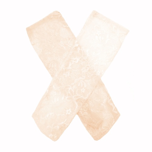 Dents Lace Fingerless Elbow Length Mitten Glove - Blush