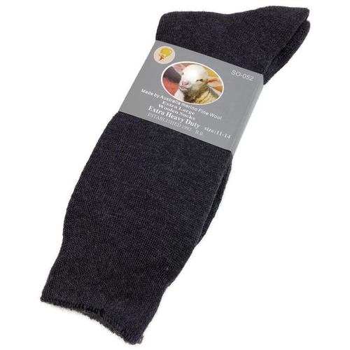 1 Pair Merino Wool Blend Woolen Work Socks Hiking Heavy Duty Warm Winter Thermal - Charcoal - 11-14