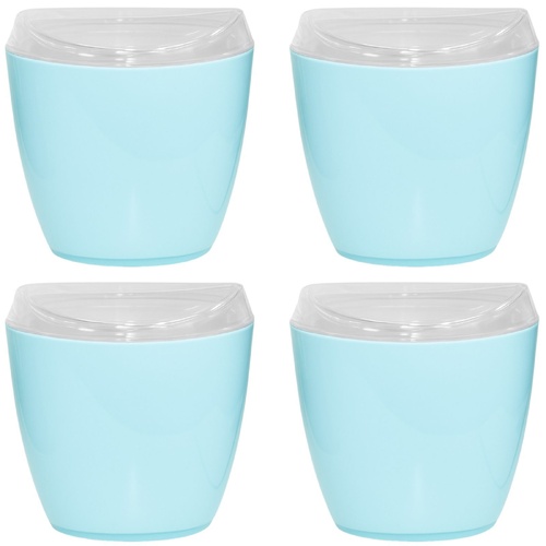 4x Oval Swing Top Waste Rubbish Bin Acrylic Lightweight Compact Bathroom Office in Blue