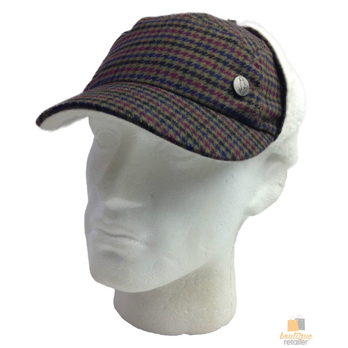 KANGOL Plaid Supre Ushanka Sherpa Chullo Lined Hat Warm Winter Ear Trapper Flying - Army Green/Black/Red - S/M