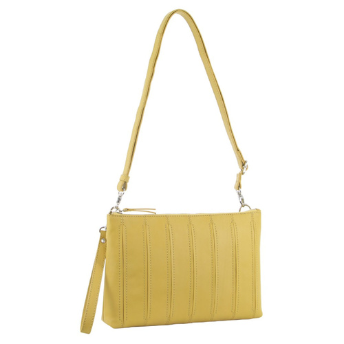 Pierre Cardin Womens Crossbody/Clutch Leather Bag in Yellow
