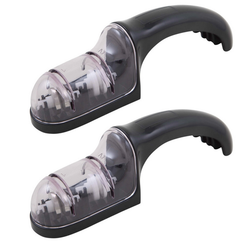 2x Savannah 19cm Duo Roll Knife Sharpener Knives Sharpening Diamond Steel Black